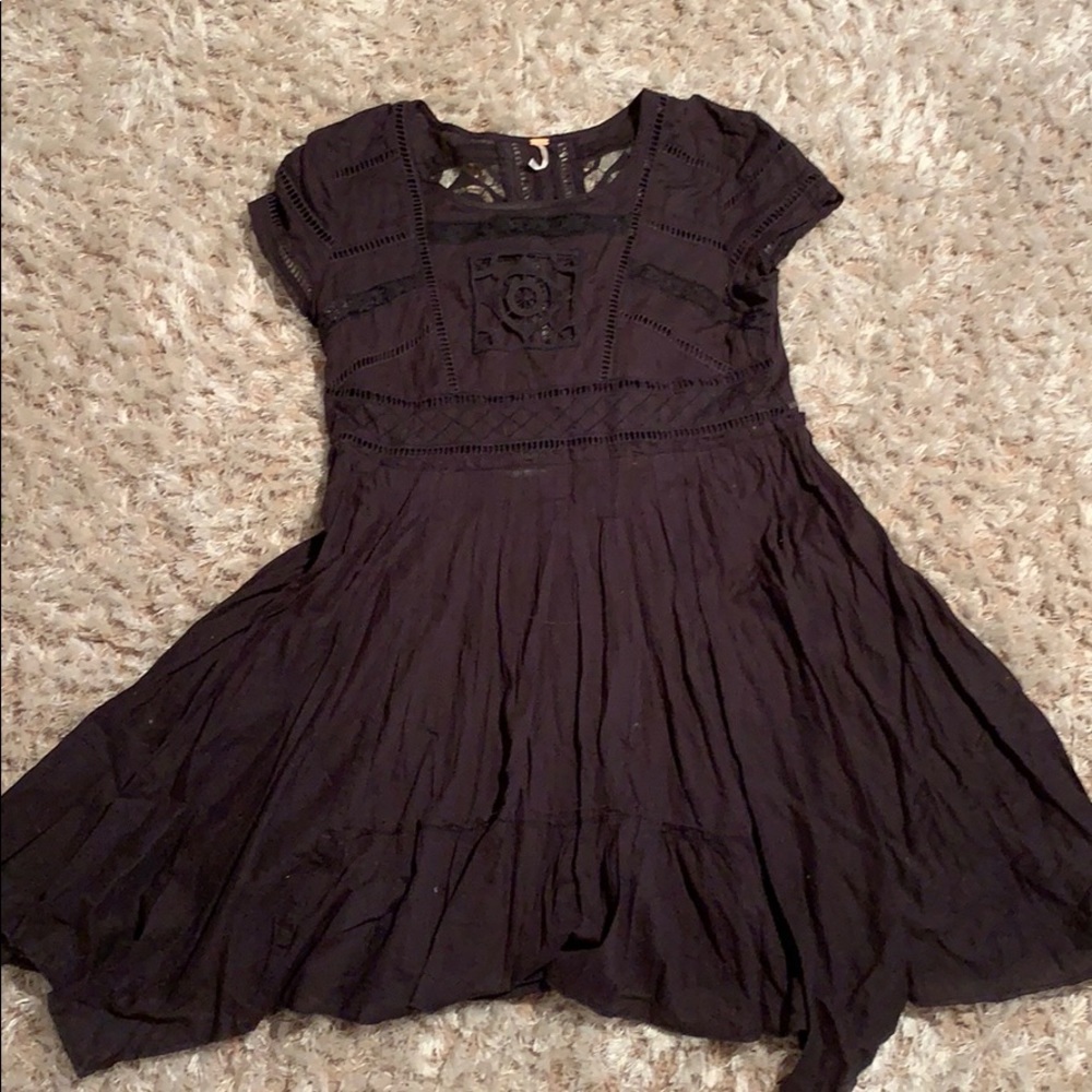 Free people black short sleeve dress